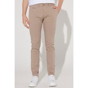 AC&Co / Altınyıldız Classics Men's Beige Slim Fit Slim Fit Trousers with Side Pockets, Cotton Diagonal Pattern Flexible Trousers.