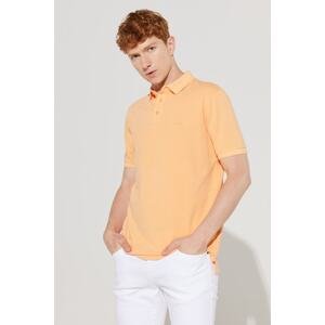 ALTINYILDIZ CLASSICS Pánske oranžové Slim Fit Slim Fit polo výstrih 100% bavlnené vzorované tričko s krátkym rukávom.