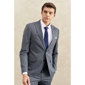 ALTINYILDIZ CLASSICS Men's Navy Blue-gray Extra Slim Fit Slim Fit Swallow Collar Checked Classic Suit