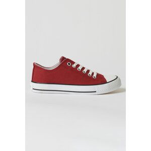 ALTINYILDIZ CLASSICS Men's Claret Red Casual Canvas Sneakers.