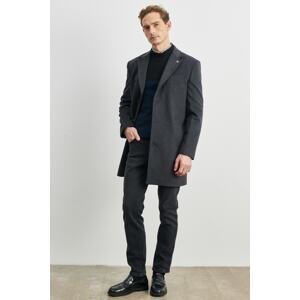 ALTINYILDIZ CLASSICS Men's Anthracite Standard Fit Normal Cut Mono Collar Woolen Overcoat