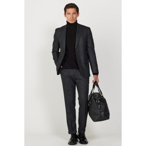 ALTINYILDIZ CLASSICS Men's Black Slim Fit Slim Fit Swallow Collar Patterned Suit