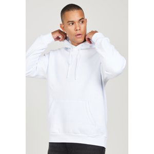 AC&Co / Altınyıldız Classics Men's White Standard Fit Regular Cut Inner Fleece 3 Thread Hooded Cotton Sweatshirt