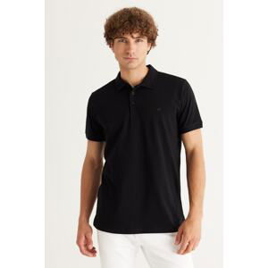 AC&Co / Altınyıldız Classics 100% Organic Cotton Men's Black Slim Fit Slim Fit Polo Neck T-Shirt.