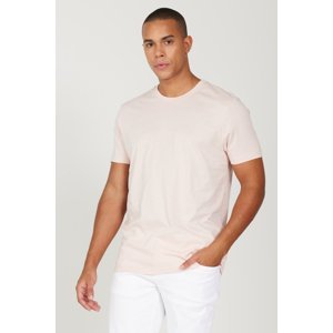 AC&Co / Altınyıldız Classics pánske sušené ružové tričko so 100% bavlnou slim fit slim fit crewneck s krátkym rukávom.