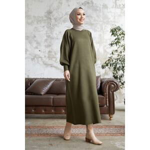 InStyle Mina Balloon Sleeves Sweater Dress - Khaki