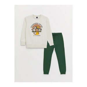 LC Waikiki Boys' Crew Neck Printed Long Sleeve Sweatshirts And Sweatpants.