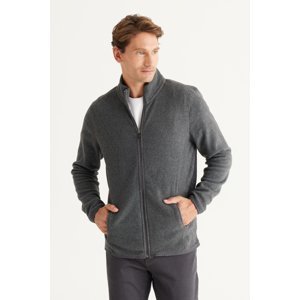 AC&Co / Altınyıldız Classics Men's Anthracite-melange Anti-pilling Anti-Pilling Standard Fit High Neck Sweatshirt Fleece Jacket