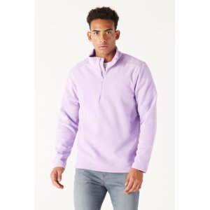 AC&Co / Altınyıldız Classics Men's Lilac Anti-Pilling Anti-Pilling Standard Fit Stand Up Collar Fleece Sweatshirt.