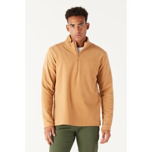 AC&Co / Altınyıldız Classics Men's Caramel Anti-pilling Anti-Pilling Standard Fit High Neck Cold Proof Fleece Sweatshirt