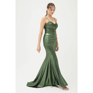 Lafaba Women's Green Stone Strap Long Evening Dress