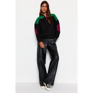 Trendyol Black Thick Inner Fleece Color Block Zippered Regular/Normal Fit Knitted Sweatshirt