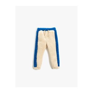 Koton Plush Sweatpants with Color Contrast Tie Waist Flotilla Pocket
