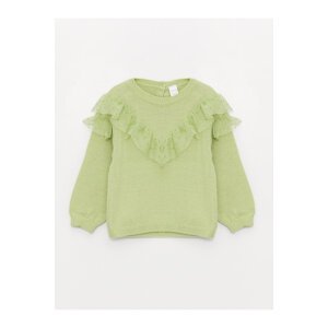 LC Waikiki Crew Neck Long Sleeve Ruffle Detailed Baby Girl Knitwear Sweater