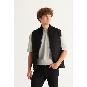 ALTINYILDIZ CLASSICS Men's Black Standard Fit Regular Cut Stand Collar Vest