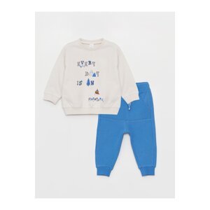 LC Waikiki Crew Neck Printed Long Sleeve Baby Boy Sweatshirt and Sweatpants 2-Piece Set