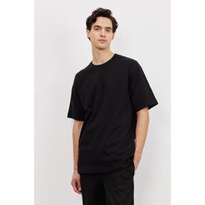 ALTINYILDIZ CLASSICS Men's Black Oversized Loose Fit, Crew Neck 100% Cotton Short Sleeved T-Shirt.