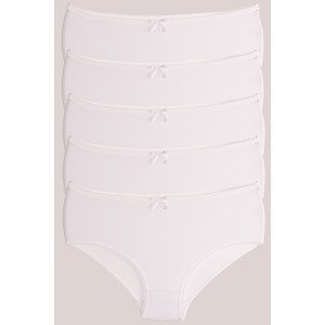 armonika Women's White Cotton Lycra High Waist Bato Panties 5 Pack