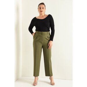 Lafaba Women's Khaki Plus Size Fabric Trousers
