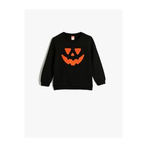 Koton Sweatshirt Pumpkin Print Crew Neck Long Sleeve Cotton