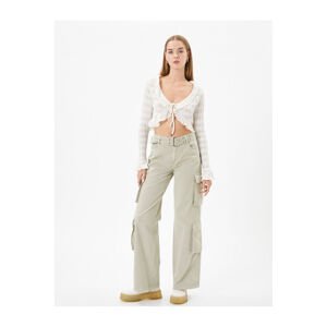Koton Cargo Nohavice široké nohavice Regular Bedrový opasok detailný s vreckami Bavlna - Bianca Jeans