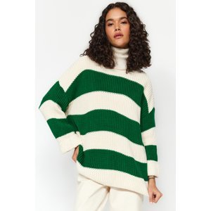 Trendyol Green Ecru Striped Thessaloniki Knitted Knitwear Sweater