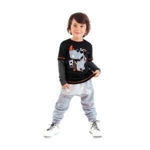 Denokids Rhino Boys Black T-shirt Sweatpants Set