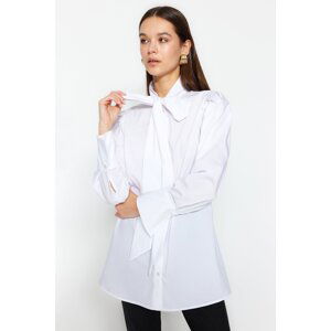 Trendyol White Collar Tie Detailed Woven Shirt