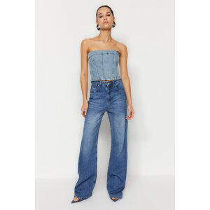 Trendyol Dark Blue High Waist Wide Leg Jeans