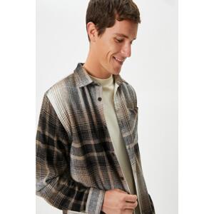 Koton Men's Brown Plaid Shirt