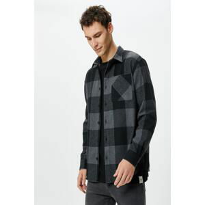 Koton Men's Black Plaid Shirt