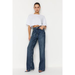 Trendyol Blue Ripped High Waist Wide Leg Jeans