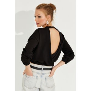 Cool & Sexy Women's Black Double Breasted Sweatshirt