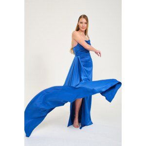 Carmen Sax Slit Satin Evening Dress Cat Ear Dress