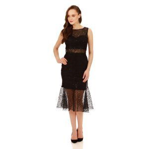 Carmen Black Lace Flounce Short Evening Dress