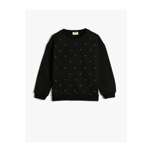 Koton Sweatshirt Crew Neck Long Sleeve Bead Detailed Raised