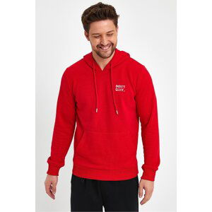 River Club Men's Red Dont Quit Printed 3 Thread Hooded Sweatshirt