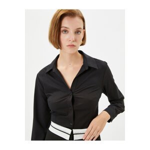 Koton Normal Shirt Collar Plain Black Women's Shirt 4WAK60454UW