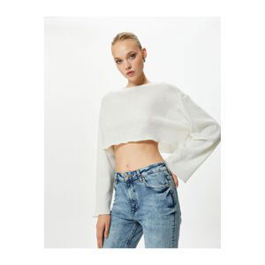 Koton Crop T-Shirt Knit Wide Sleeve Comfort Fit Crew Neck