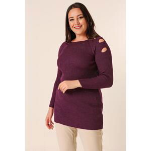 By Saygı Off-the-Shoulder Plus Size Sports Tunic Sweater