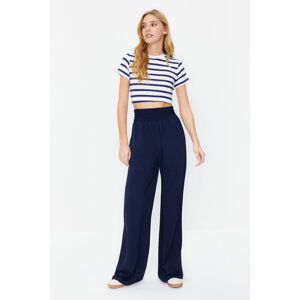 Trendyol Navy Blue Wide Leg / Wide Ankle Waist Elastic Woven Trousers