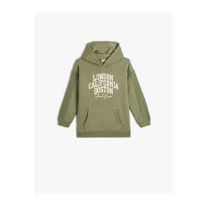 Koton Hooded Sweatshirt City Printed Kangaroo Pocket Raised Cotton