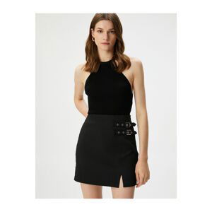 Koton Mini-Skirt with Belt Detailed with a Slit