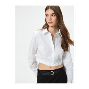 Koton Crop Shirt Long Sleeve Slim Fit Classic Collar Cotton