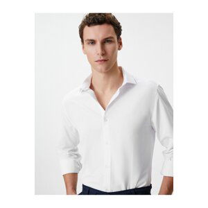 Koton Slim Fit Shirt Half Italian Collar Buttoned Textured