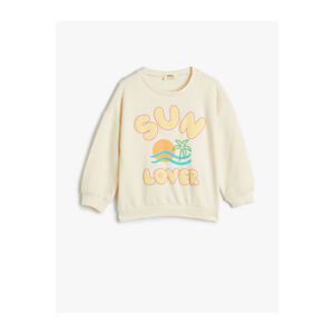 Koton Sweatshirt Long Sleeve Crew Neck Summer Themed Slogan Printed Cotton