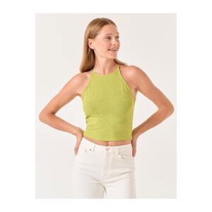 Jimmy Key Pistachio Green Barbell Neck Patterned Sleeveless Undershirt