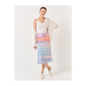 Jimmy Key Blue Sunset Pattern Mesh Midi Skirt