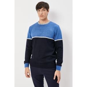 ALTINYILDIZ CLASSICS Men's Navy Blue-indigo Standard Fit Normal Cut Raised Soft Textured Knitwear Sweater