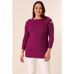 By Saygı Decollete Plus Size Sports Tunic Sweater